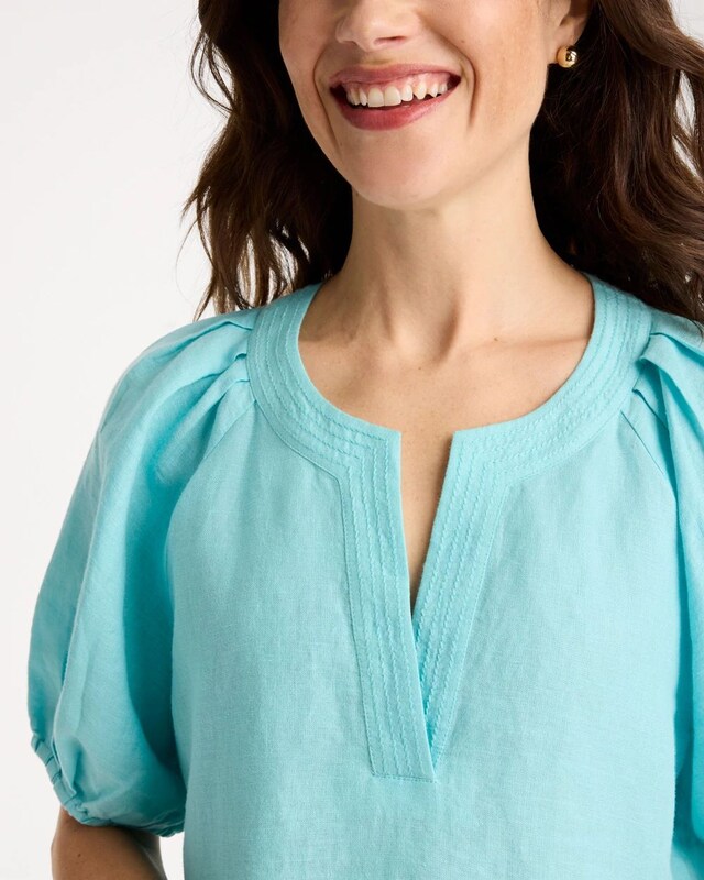 Linen Trapunto Popover Top - image 4